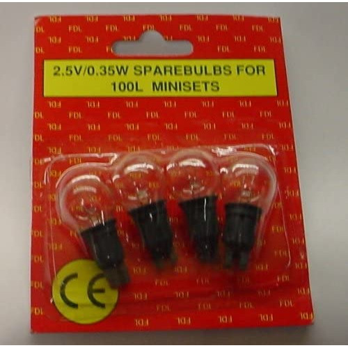 4 Push In Spare Bulbs for 100 Piece Berry Light Set 2.5v 0.35w 0.14a