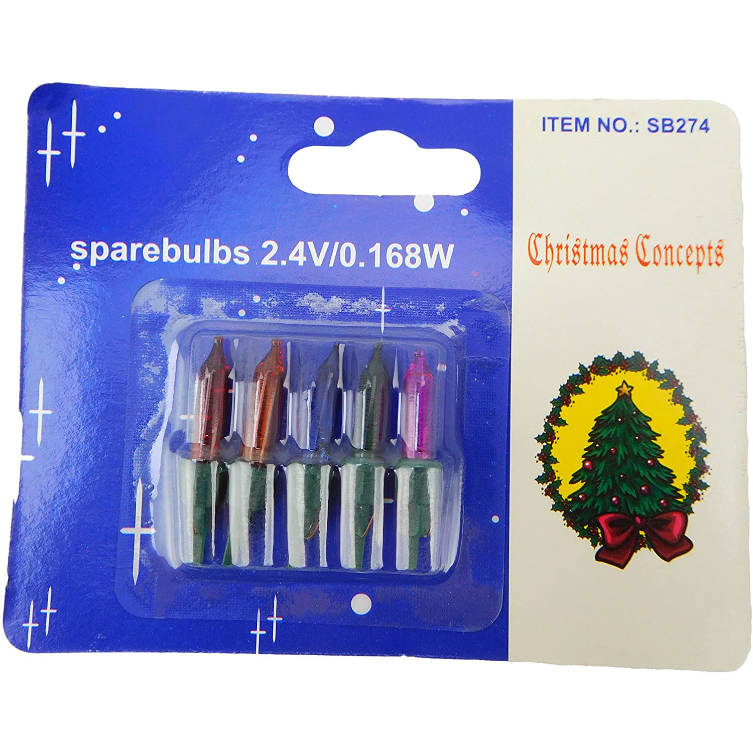 5 Multi Colour Push In Spare Replacement Bulbs 1 Prong 2.4v 0.168w