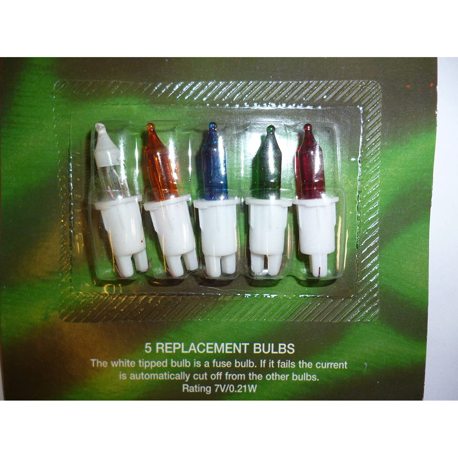 4 Multi Coloured Push In Spare Bulbs 7v 0.21w & 1 Fuse Bulb (SB243