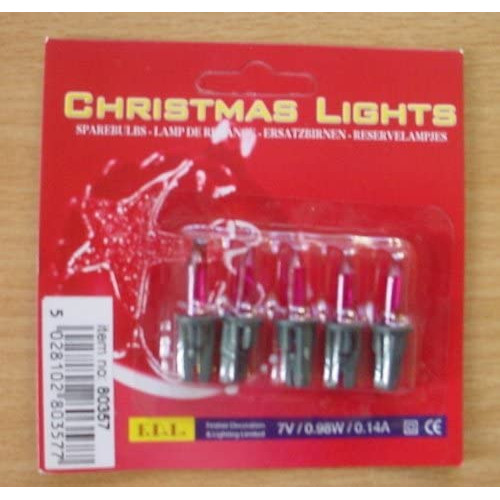 Pack of 5 Push In Spare Fairy Bulbs In Purple 7v 0.98w 0.14a (S24